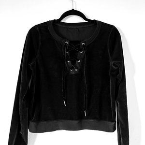 Betsey Johnson Women's Black Velour Sweatshirt, Size XS